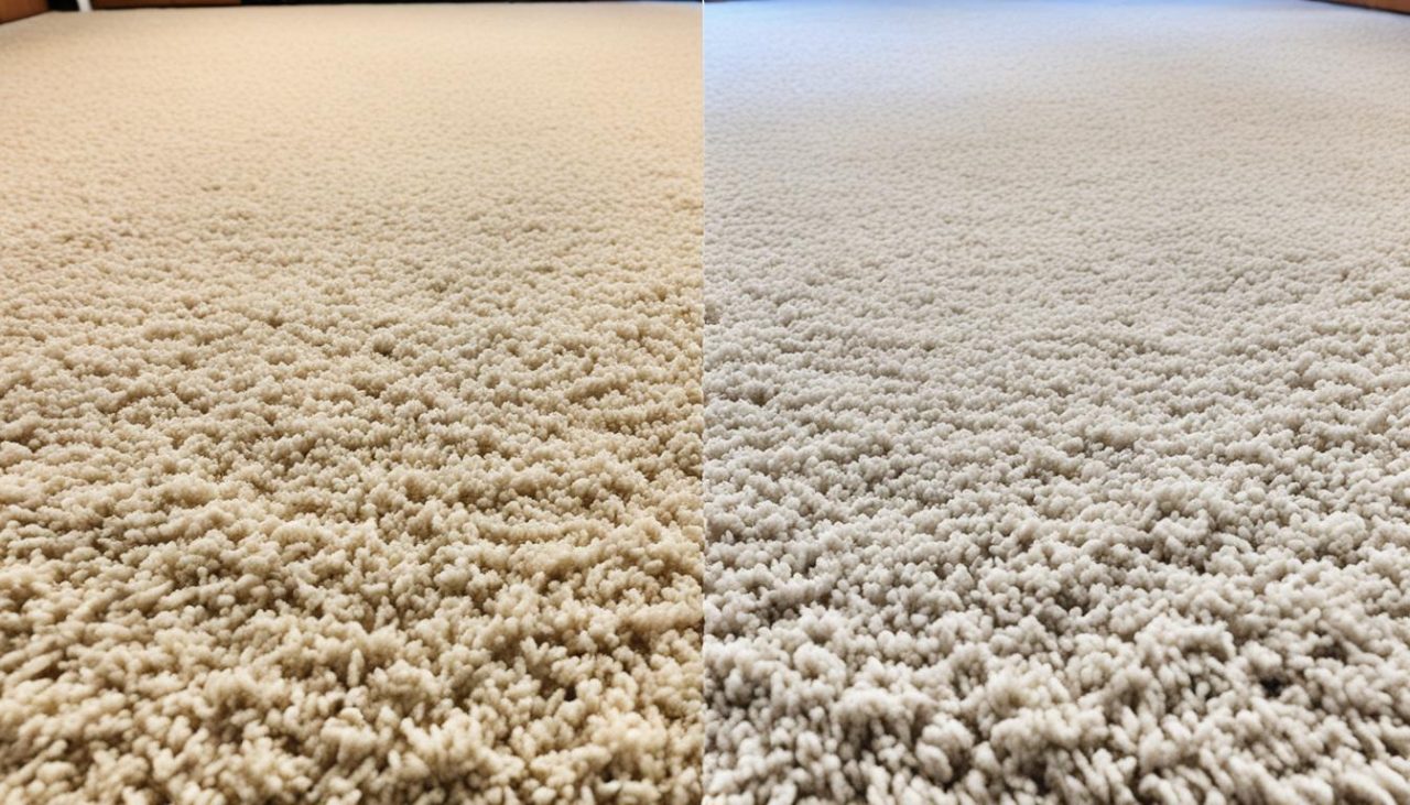 Before and after of living room carpet