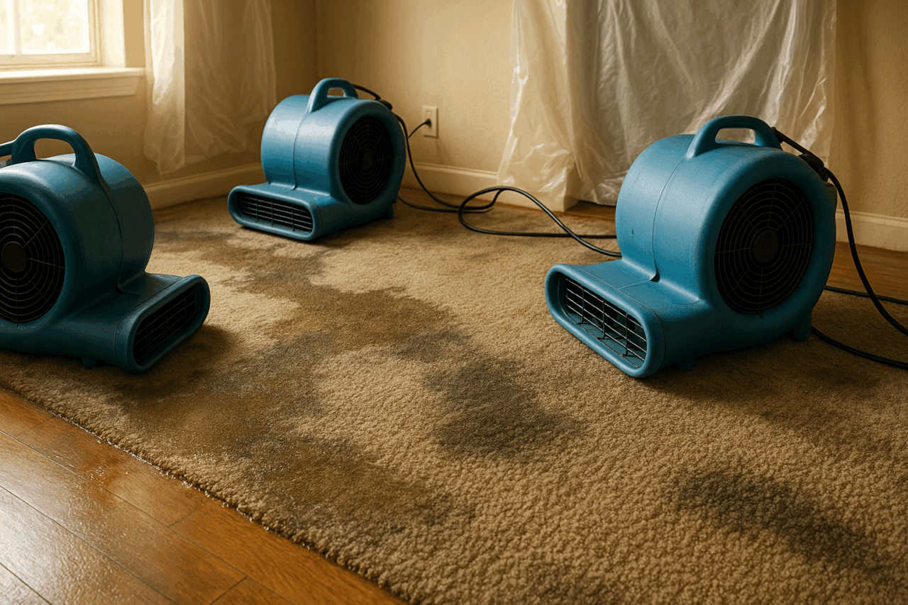 Professional Vacuums drying out a carpet