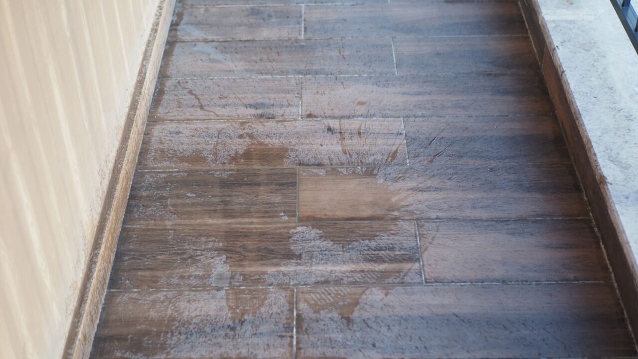 Water damage on a floor