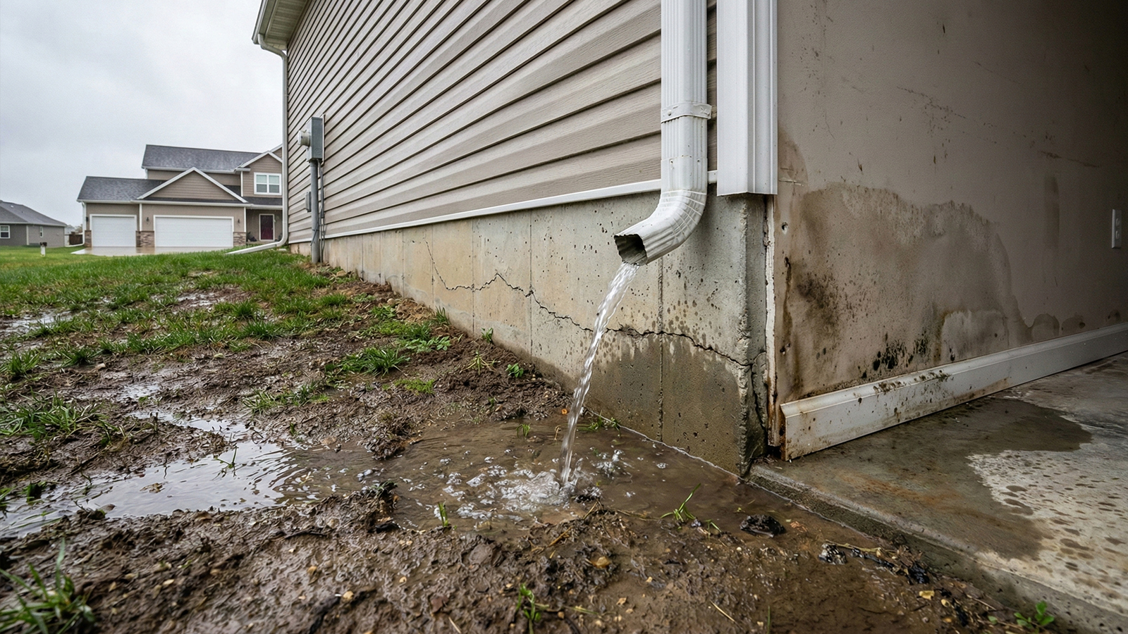 Foundation crack from poor drainage