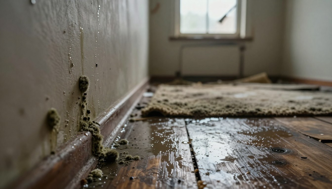 Mold Growing on Wall from wet floors