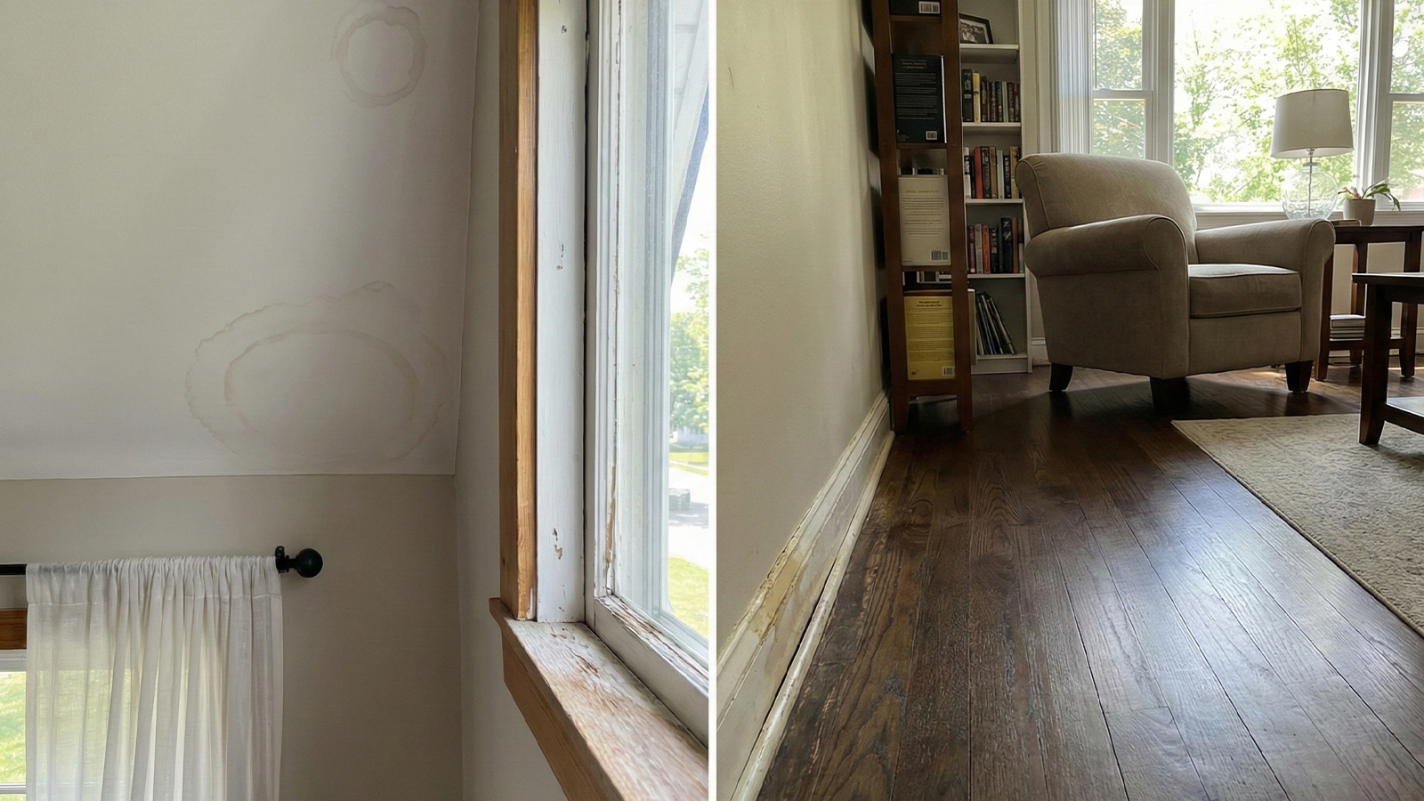 Visual signs of water damage