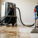 Gerardo at Steam Commander Cleaning the Tile of a Cypress Home